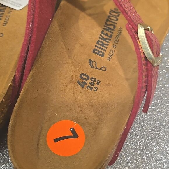 Birkenstock Gizeh Shiny Python Dark Fuschia Thong Sandal - Picture 11 of 11